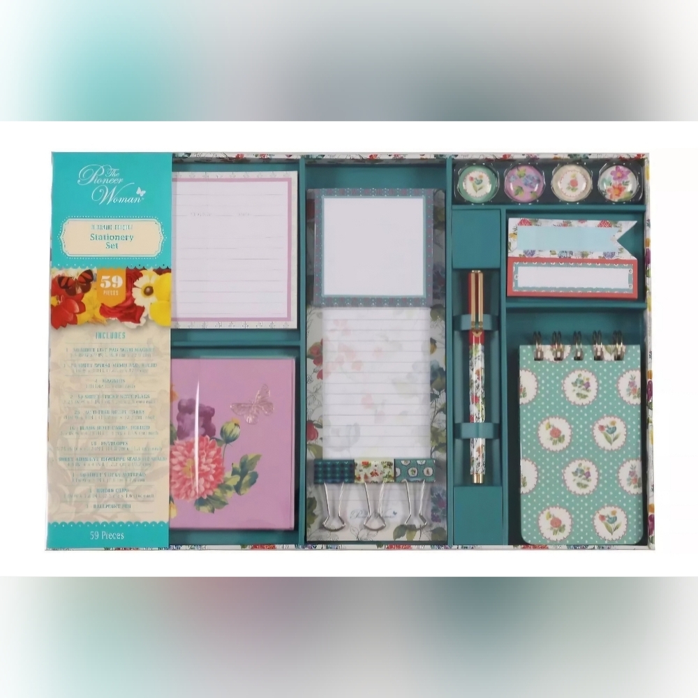Gift Box _ The Pioneer Woman Blooming Bouquet 59 Piece Stationary Set
